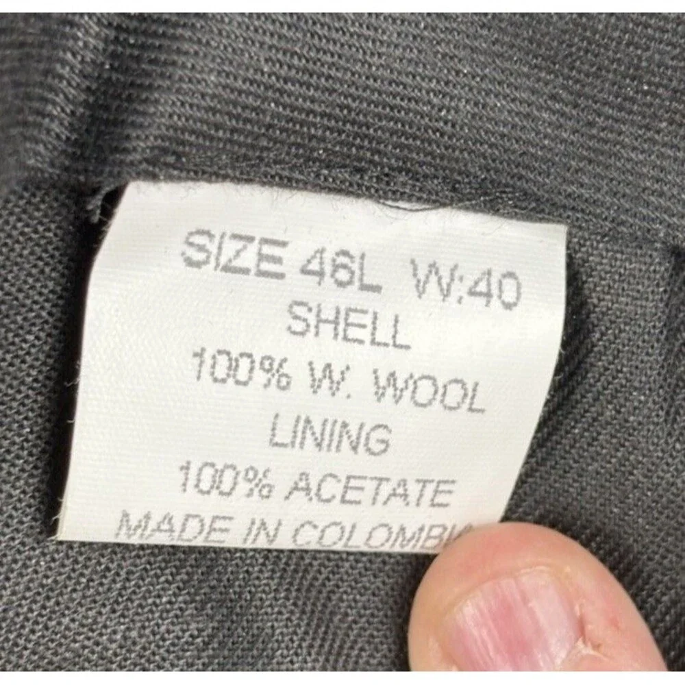 Perry Ellis Portfolio Suit Jacket Wool Mens Charcoal Gray Glen Plaid Windowpane